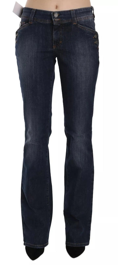 John Galliano Blue Washed Mid Waist Flared Denim Casual Pants Jeans
