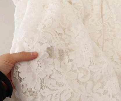 Dolce & Gabbana White Flower Lace Corsage Long Maxi Dress