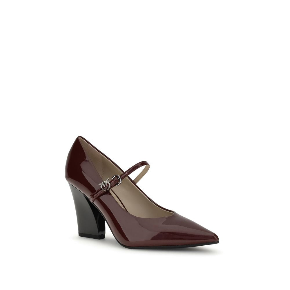 PINKO Bordeaux Calf Leather Bos Taurus High Heel Pumps