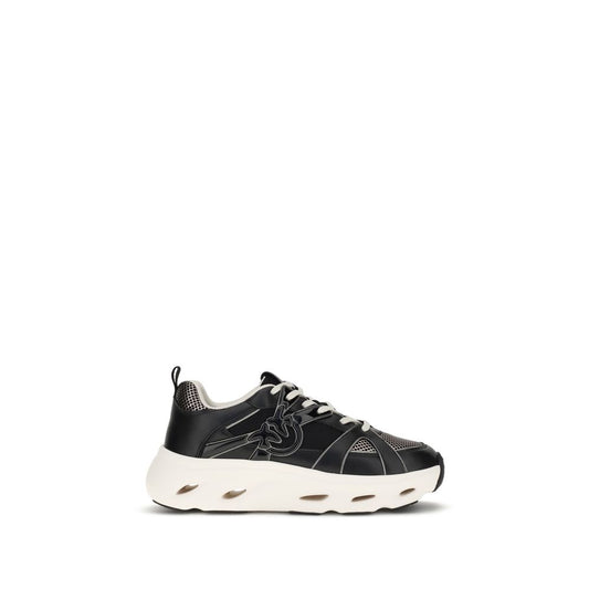PINKO Black Calf Leather Bos Taurus Chunky Sneakers