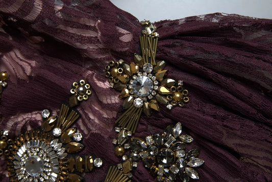 Dolce & Gabbana Purple Viscose Crystal A-Line Gown Dress