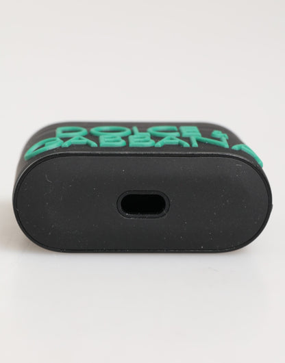 Dolce & Gabbana Black Mint Rubber Logo Embossed Accessory  Airpods Case
