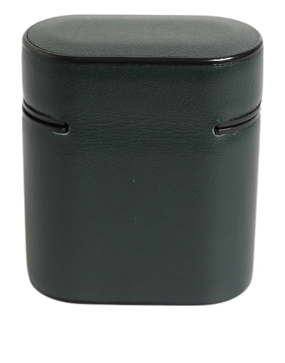 Dolce & Gabbana Army Green Calfskin Leather Logo Flip Holder Airpods Case