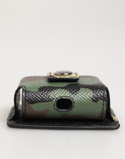Dolce & Gabbana Multicolor Camouflage Leather Metal Accessory  Airpods Case