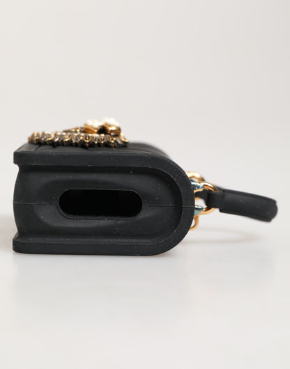 Dolce & Gabbana Black Silicone Devotion Heart Cover Hand Bag Airpod Case