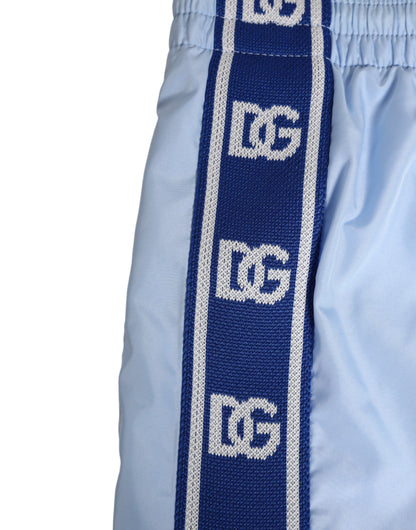 Dolce & Gabbana Light Blue Nylon DG Logo Tape Men Shorts Swimwear