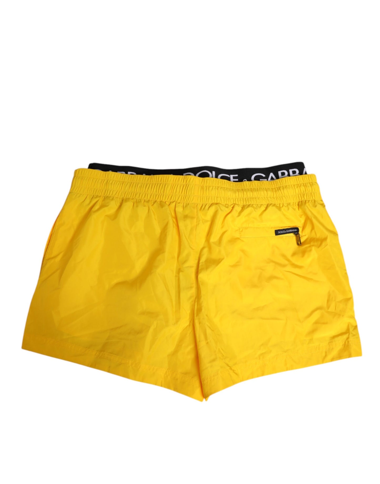 Dolce & Gabbana Yellow Drawstring Beachwear Men Shorts Swimwear
