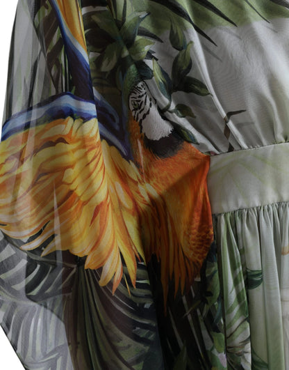 Dolce & Gabbana Multicolor Silk Jungle Print Women Maxi Dress