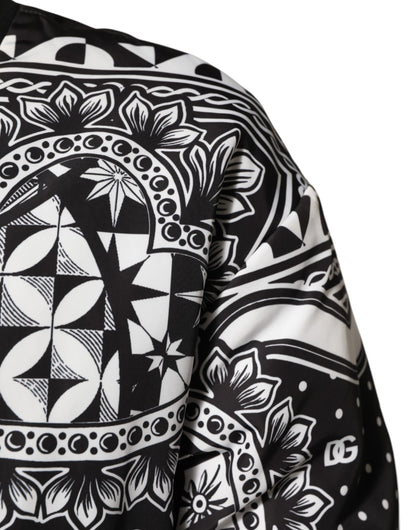Dolce & Gabbana Black White Bandana Print Bomber Jacket