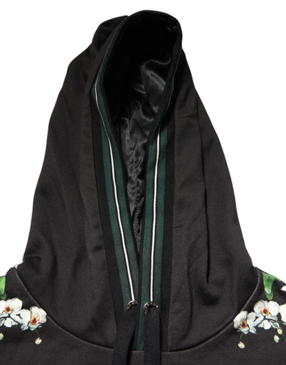 Dolce & Gabbana KING Black Orchid Floral Crown Logo Hoodie Sweater