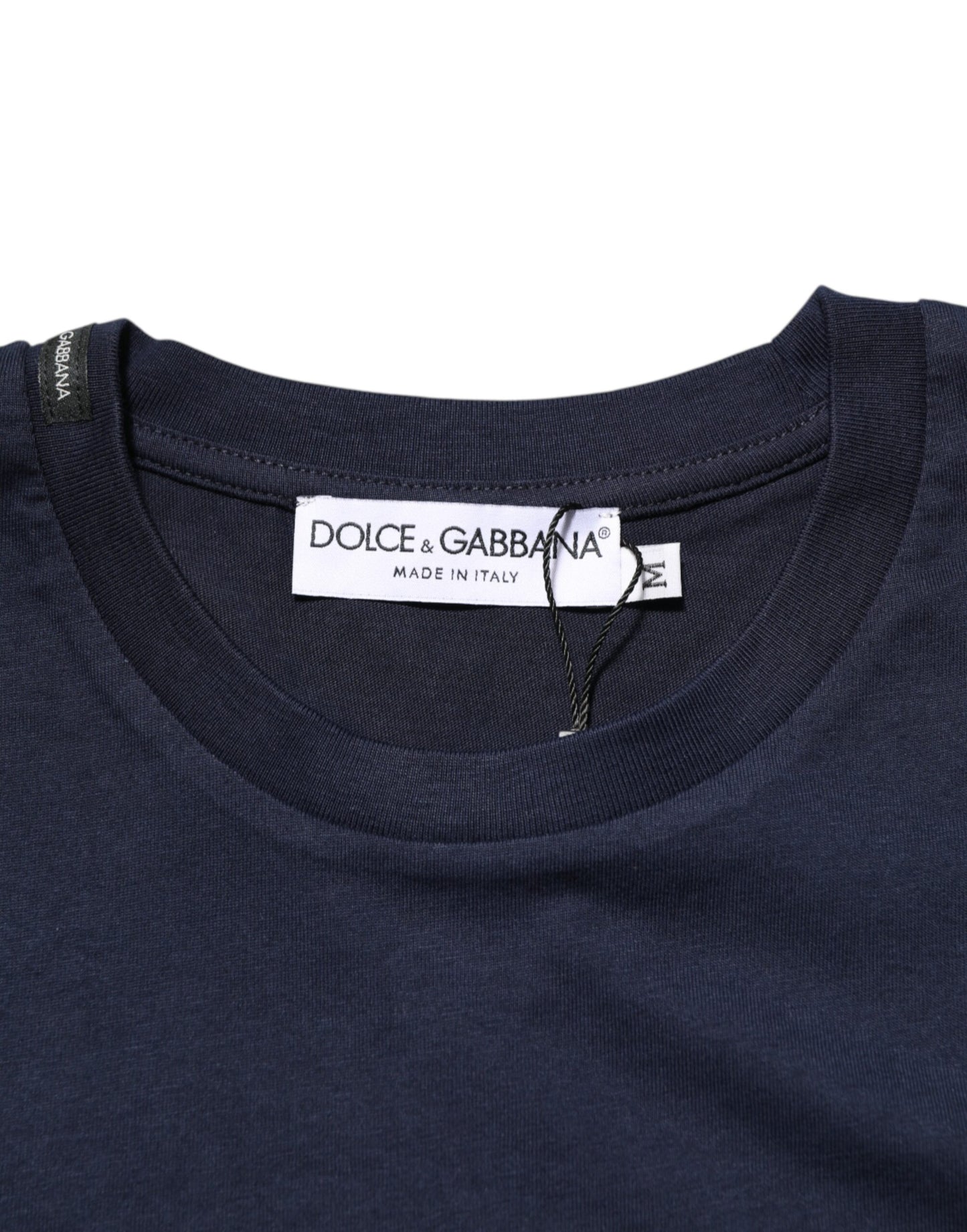 Dolce & Gabbana Dark Blue Cotton DG Logo Print Men’s Top T-shirt