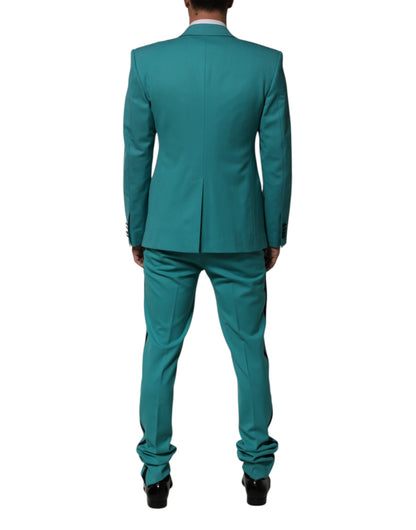 Dolce & Gabbana Cyan 3 Piece Wool Silk Blend Suit SICILIA