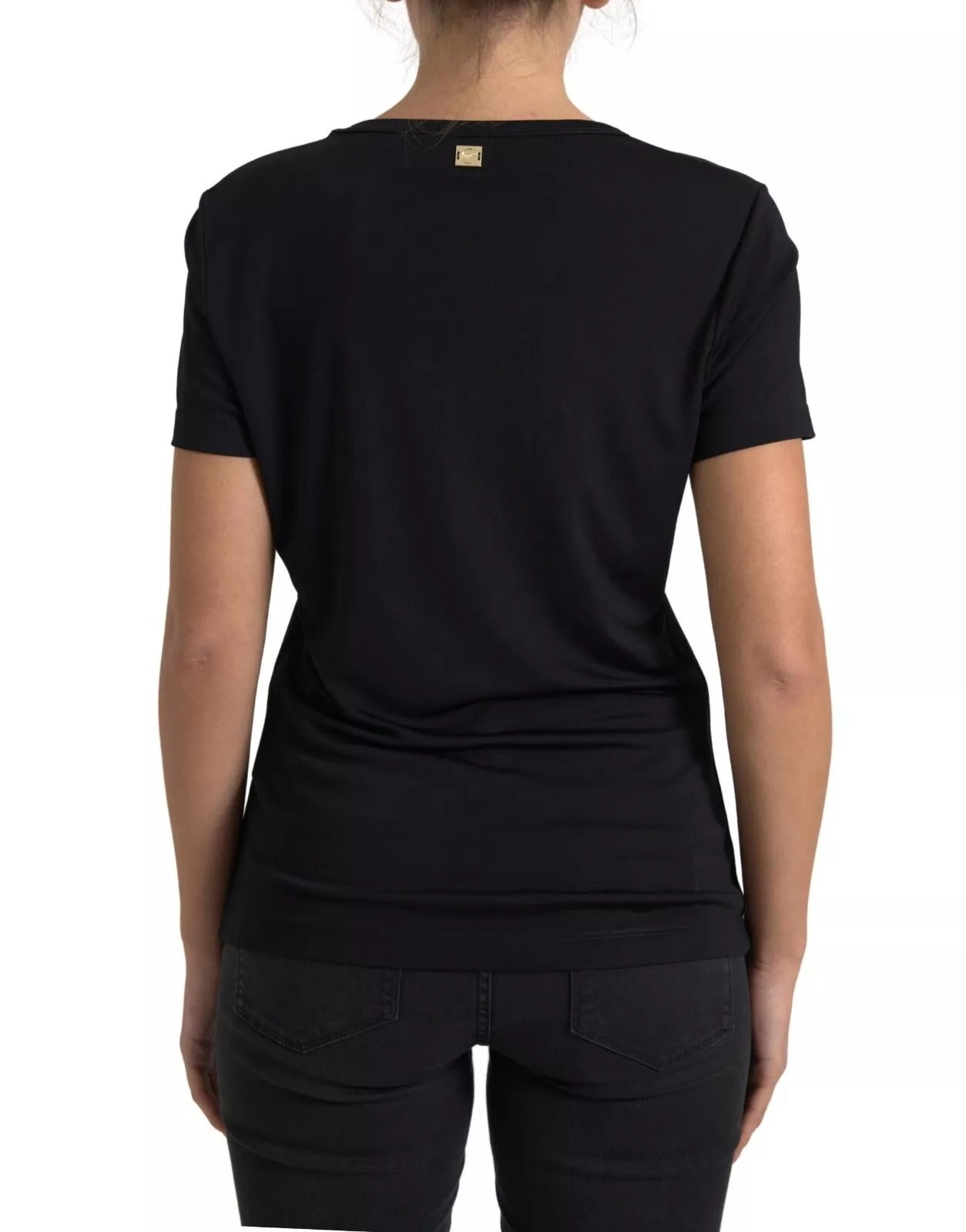 Roberto Cavalli Black Viscose Round Neck CLASS T-shirt