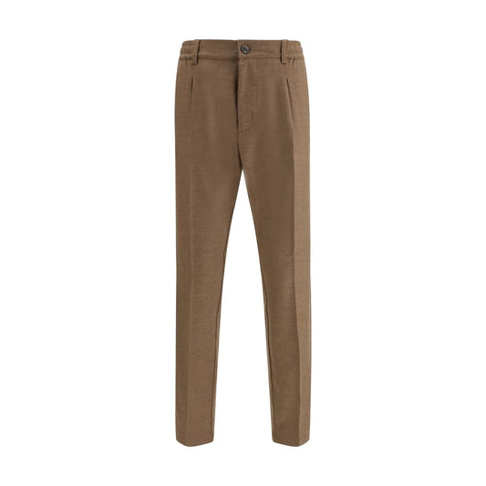 Cruna Brown Fleece Wool Casual Pants