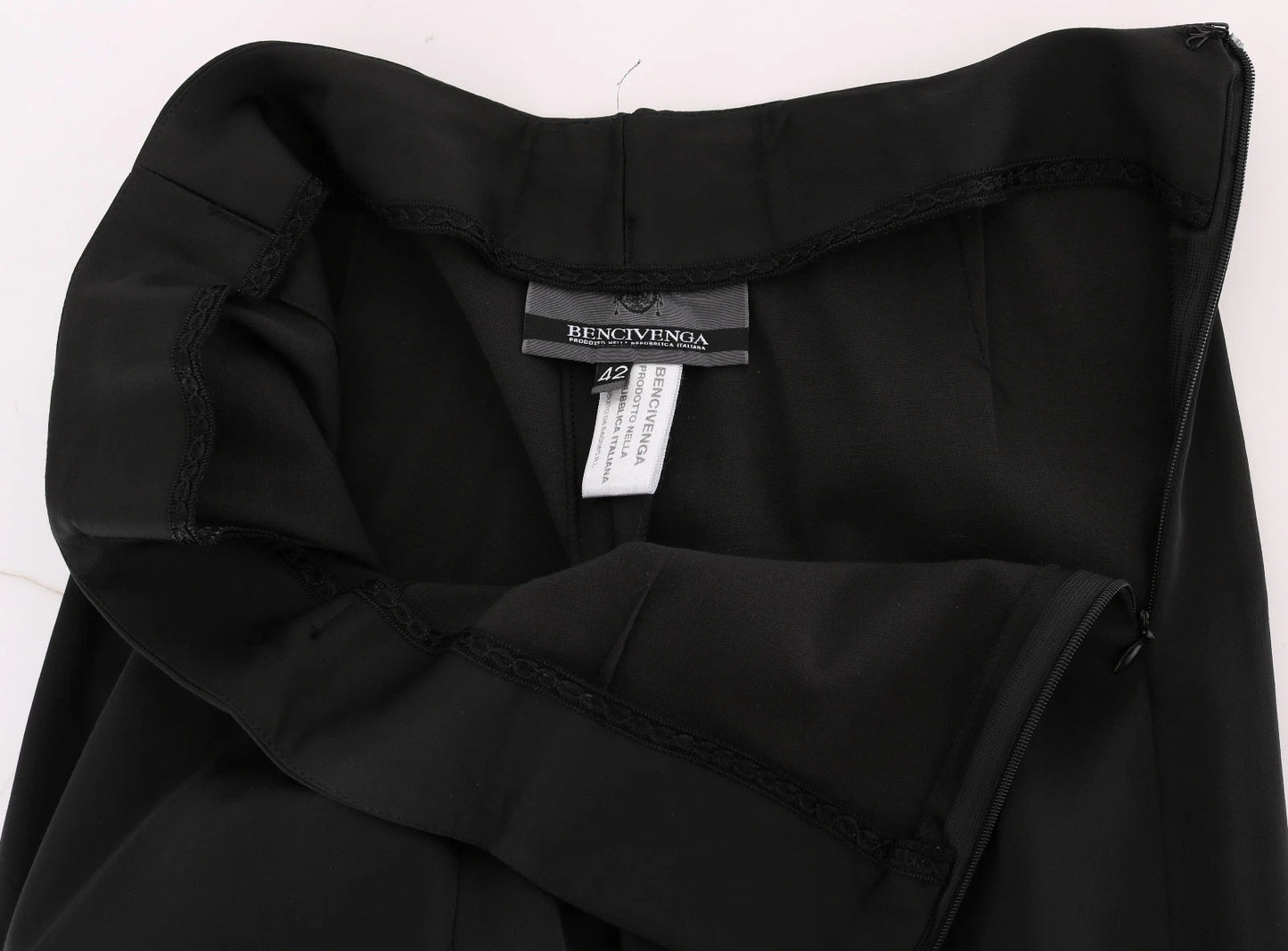 BENCIVENGA Black Stretch Straight Fit Dress Trousers Pants