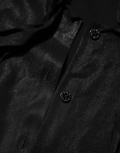 Dolce & Gabbana Black Viscose Long Sleeve Tie Neck Blouse Top