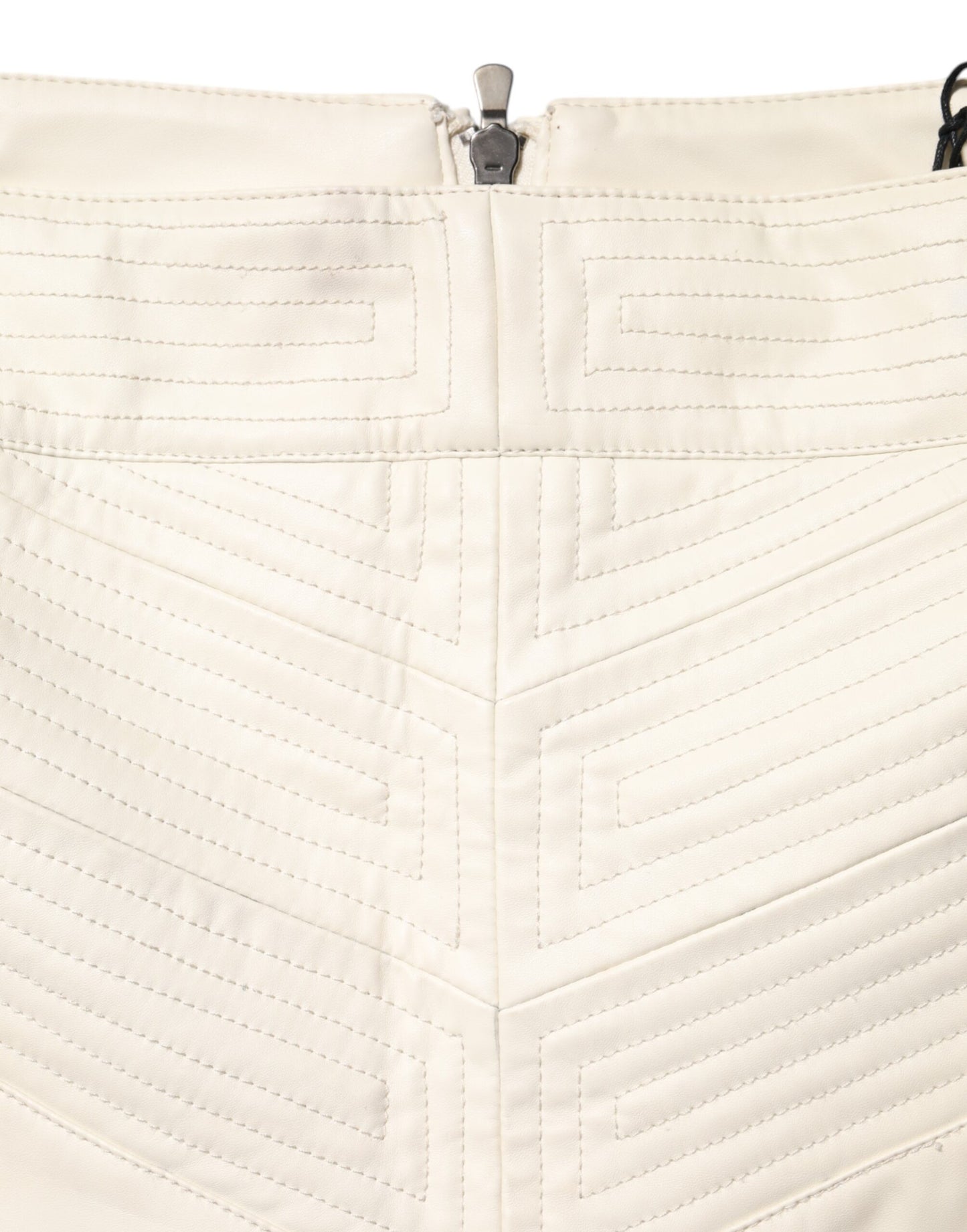 Guess Beige Faux Leather Quilted Mini High Waist Women  Skirt