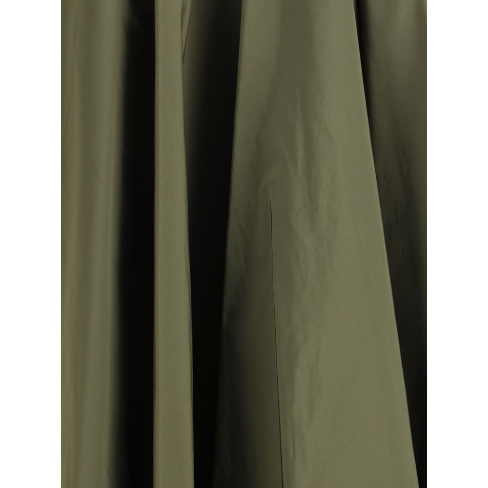 Sara Roka Green Polyester Midi Skirt