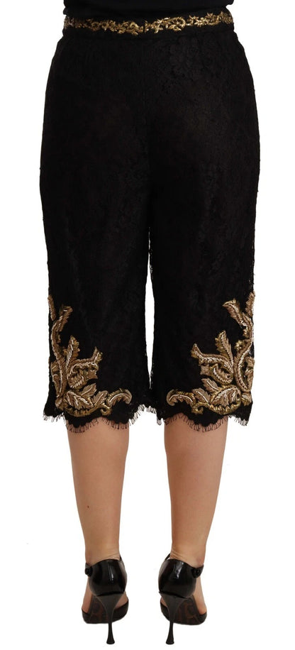 Dolce & Gabbana Black Lace Gold Baroque SPECIAL PIECE Shorts