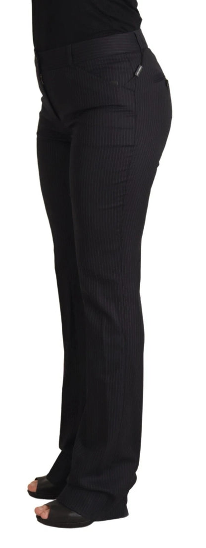 Dolce & Gabbana Black Stripes Mid Waist Trouser Pants