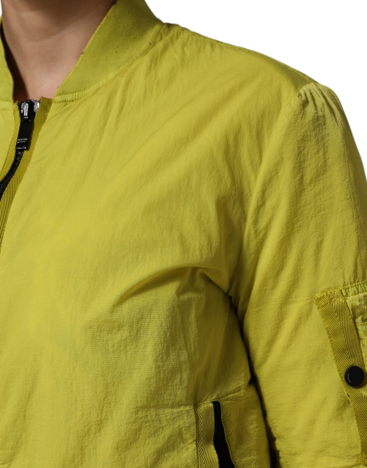 Dondup Yellow Polyamide Zipper Bomber Women’s Jacket