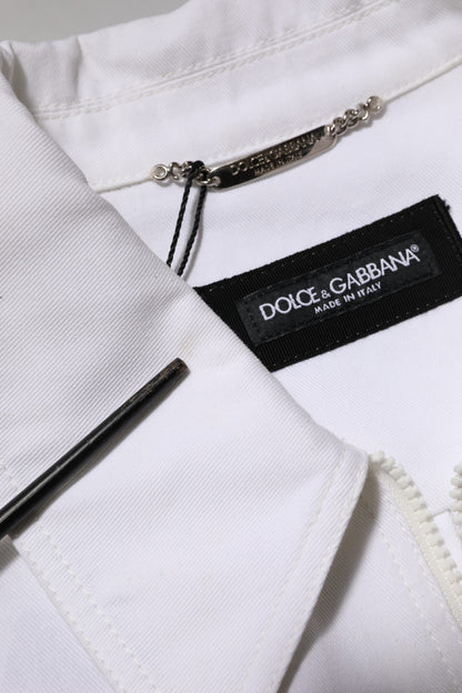 Dolce & Gabbana White Barcode Patch Utility Zip Jumpsuit Pants