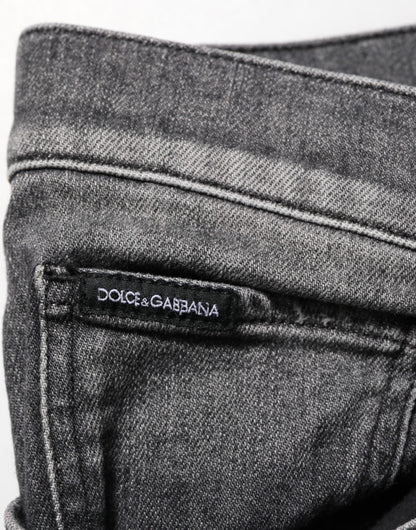 Dolce & Gabbana Black Gray Wash Slim Fit Straight Leg Denim Jeans