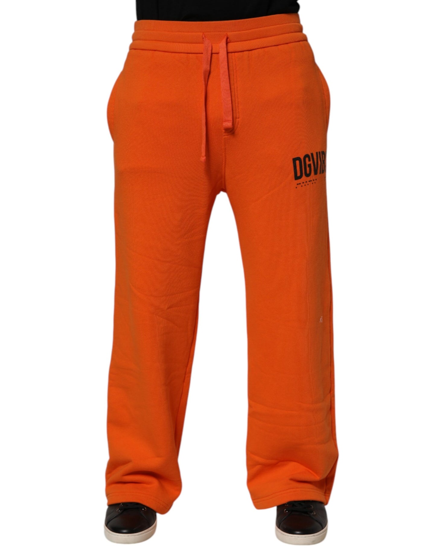 Dolce & Gabbana Orange Cotton DG VIB3 Logo Drawstring Sweatpants Pants