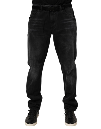 Dolce & Gabbana Black Washed Cotton Skinny Men Denim Jeans