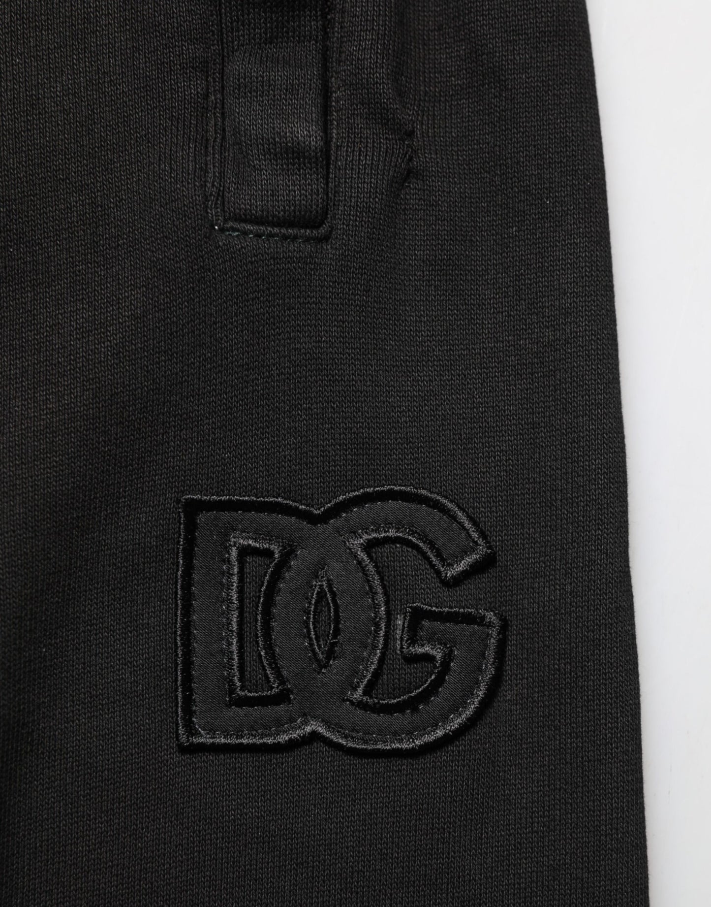 Dolce & Gabbana Black Cotton DG Logo Men Jogger Pants