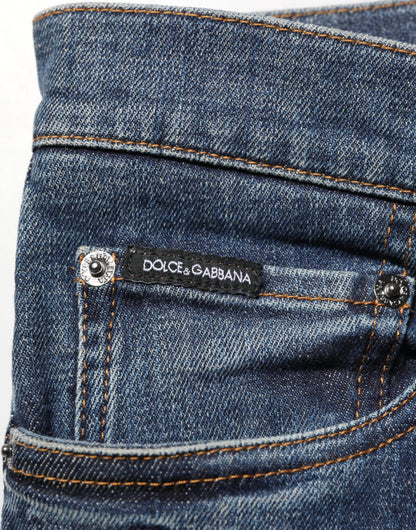 Blue Rabbit Embroidery Slim Men Denim Jeans