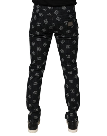 Black DG Monogram Cotton Skinny Denim Jeans