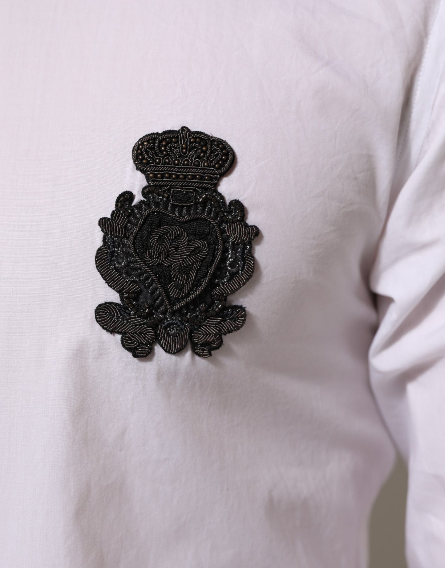 Dolce & Gabbana White Cotton GOLD DGPatch Formal Dress Shirt