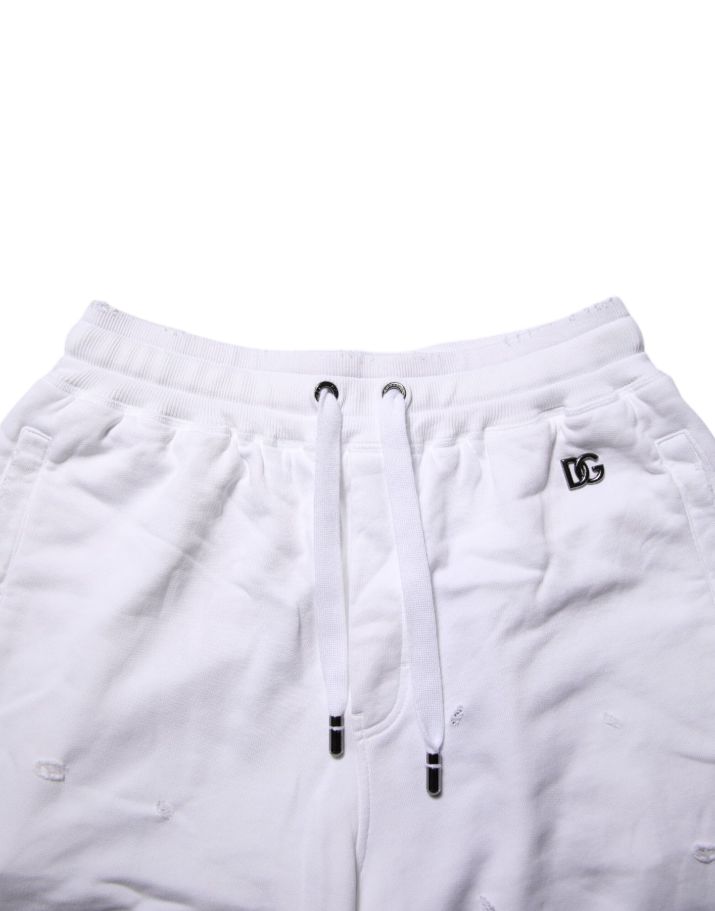 Dolce & Gabbana White Ripped Mid Waist Casual Bermuda Short