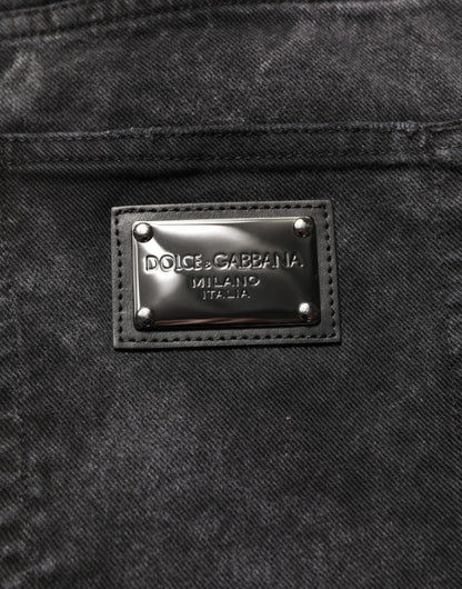 Dolce & Gabbana Black Cotton Mid Waist Denim Men Bermuda Short