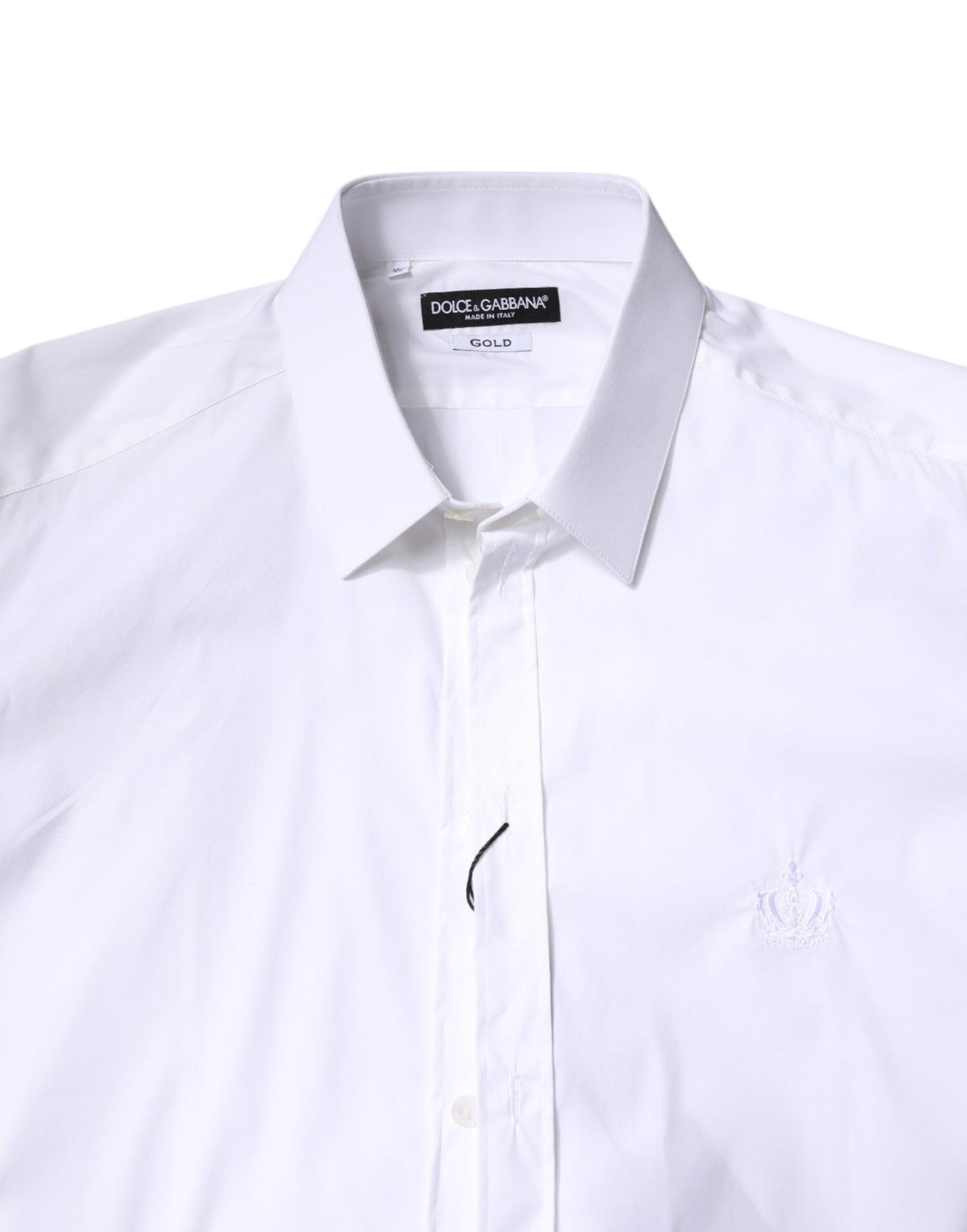 Dolce & Gabbana White Cotton Collared GOLD FormalDress Shirt