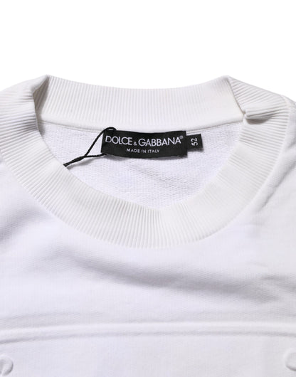 Dolce & Gabbana White Embossed Logo Men Sweatshirt Sweater