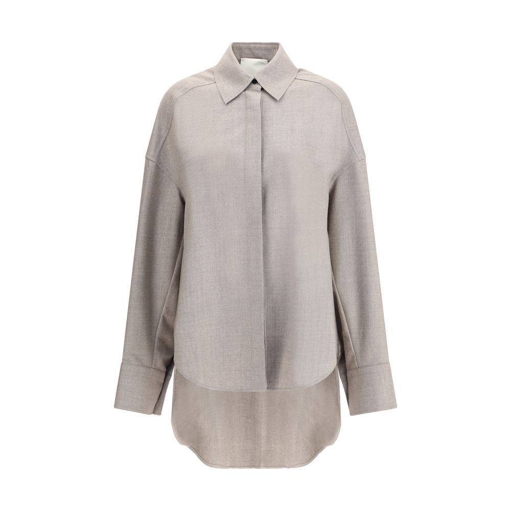 Di Stavnitser Gray Fleece Wool Dress Shirt