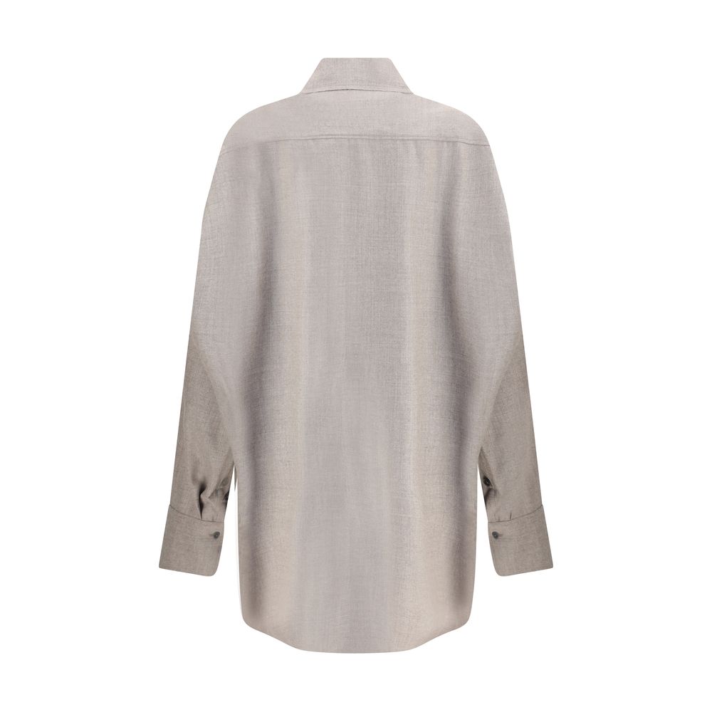 Di Stavnitser Gray Fleece Wool Dress Shirt