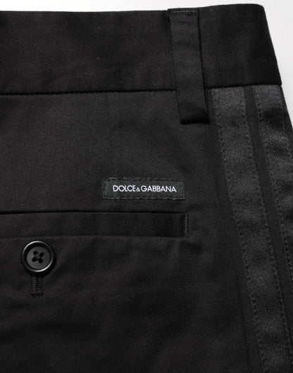 Dolce & Gabbana Black Cotton Stretch Casual Trouser Pants