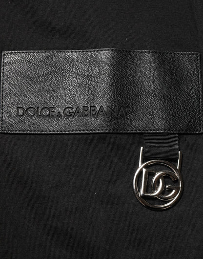 Dolce & Gabbana Black Logo Plaque Cotton Crew Neck T-shirt