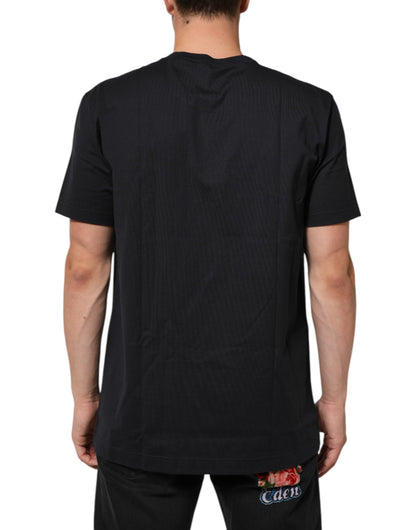 Dolce & Gabbana Black Logo Compass Cotton Crew Neck T-shirt