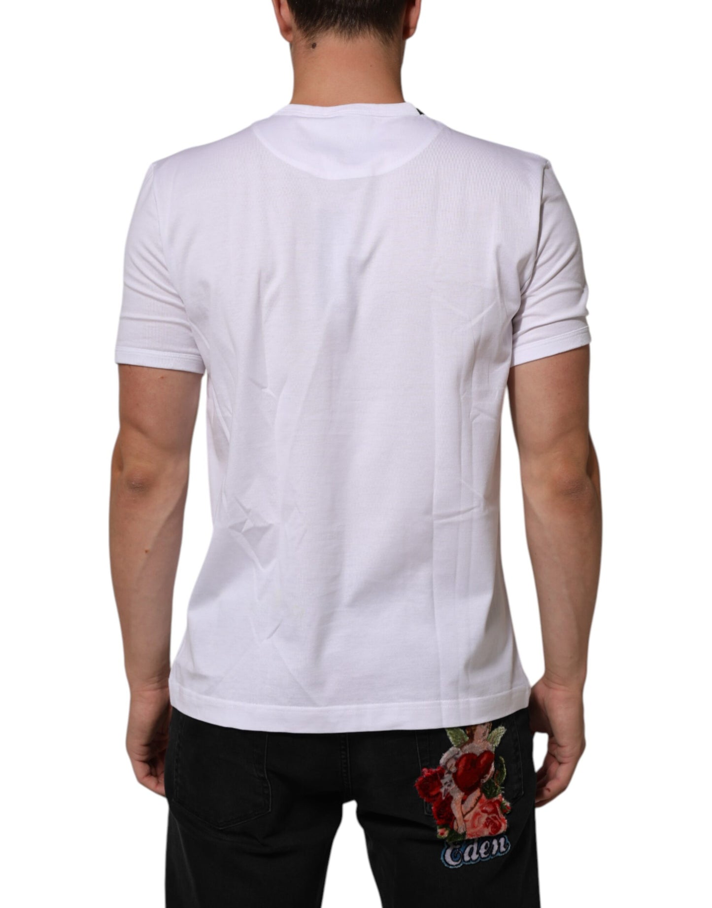 Dolce & Gabbana White Goodluck 2021 Cotton Crew Neck  T-shirt