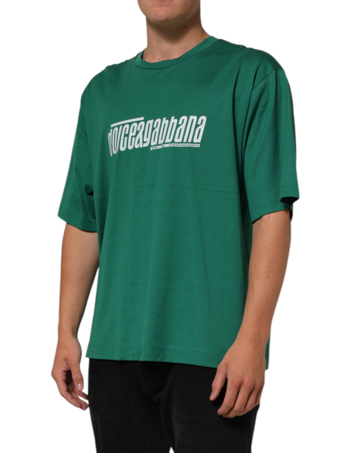 Dolce & Gabbana Green Cotton Graphic Logo Print Crewneck T-shirt