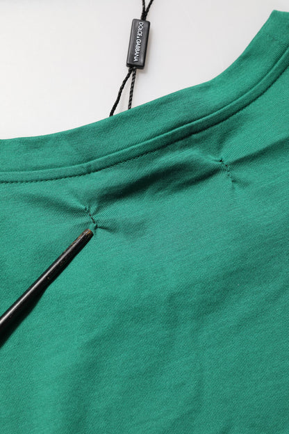 Dolce & Gabbana Green Cotton Graphic Logo Print Crewneck T-shirt