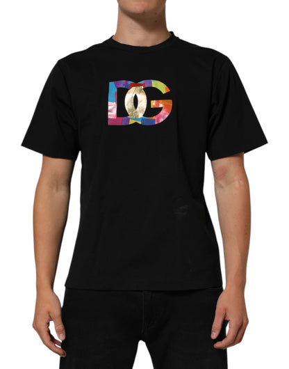 Dolce & Gabbana Black Logo Print Cotton Men Crew Neck T-shirt