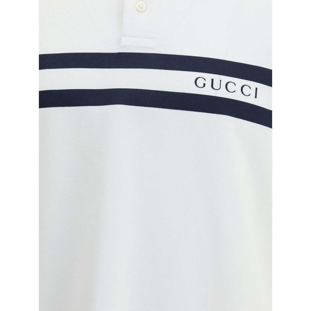 Gucci White Cotton Polo Shirt