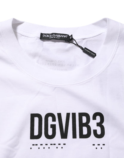 Dolce & Gabbana White Cotton Sleeveless Printed Tank T-shirt