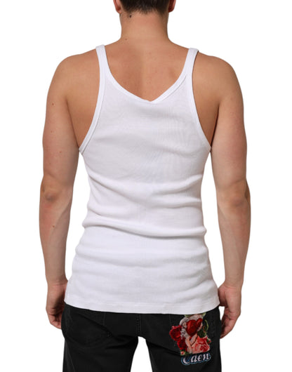 Dolce & Gabbana White Sleeveless Round Neck Tank Top T-shirt