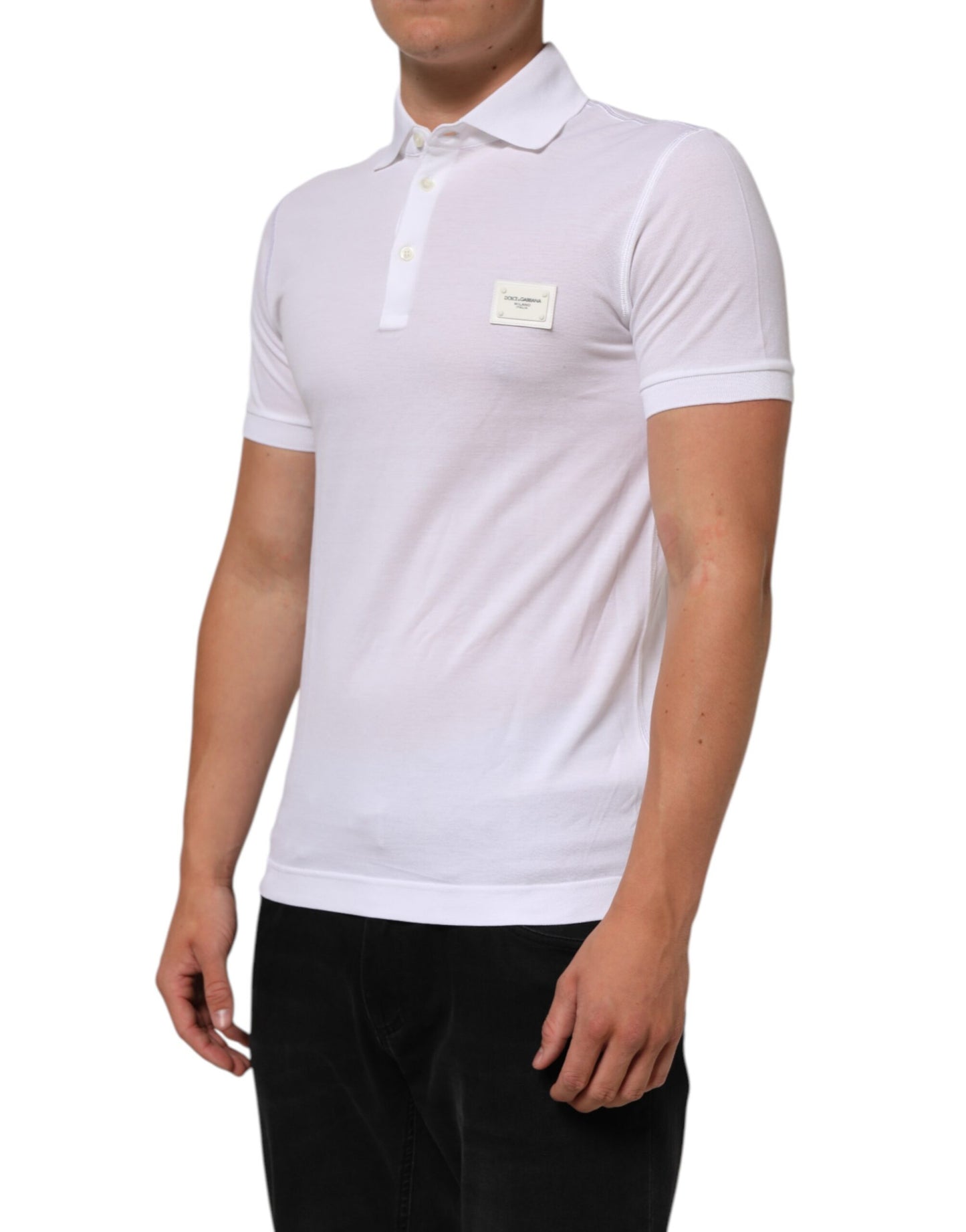 Dolce & Gabbana White Collared Short Sleeves Polo T-shirt